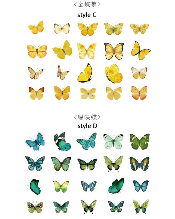 پک ۴۰ عددی استیکر شفاف ضد آب طرح پروانه - Image 9