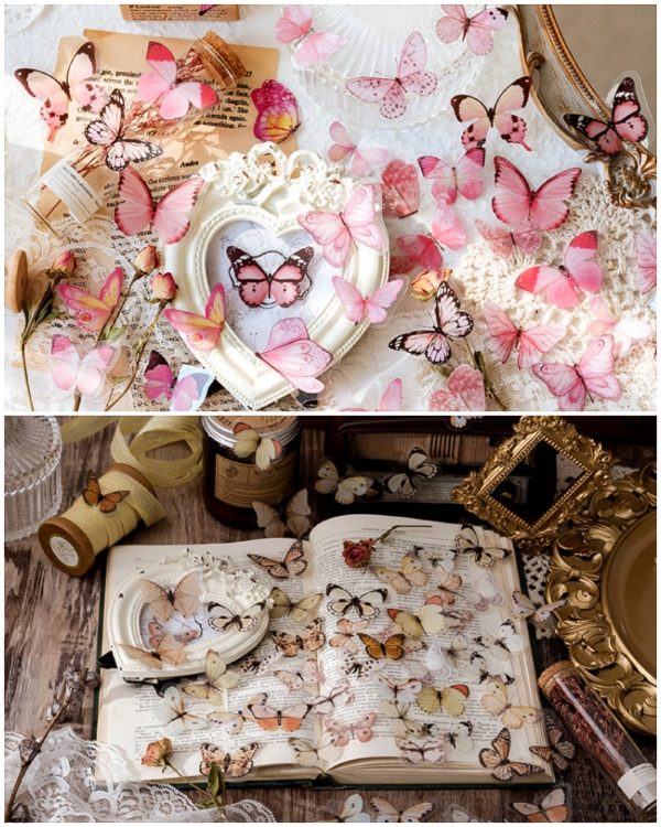 پک ۴۰ عددی استیکر شفاف ضد آب طرح پروانه - Image 4