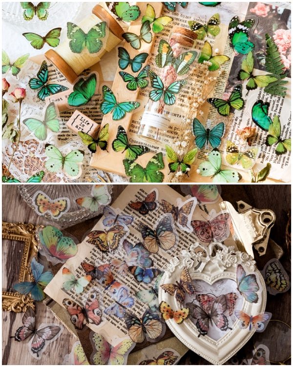 پک ۴۰ عددی استیکر شفاف ضد آب طرح پروانه - Image 5