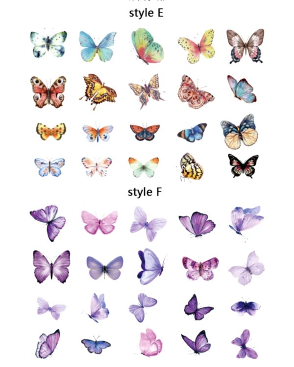 پک ۴۰ عددی استیکر شفاف ضد آب طرح پروانه - Image 10