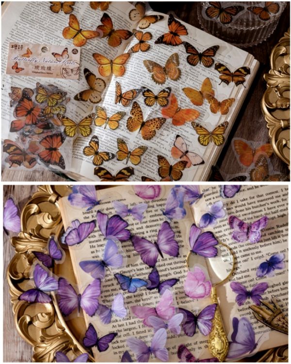 پک ۴۰ عددی استیکر شفاف ضد آب طرح پروانه - Image 6