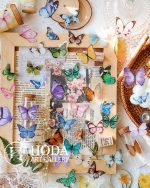 پک ۴۰ عددی استیکر شفاف ضد آب طرح پروانه