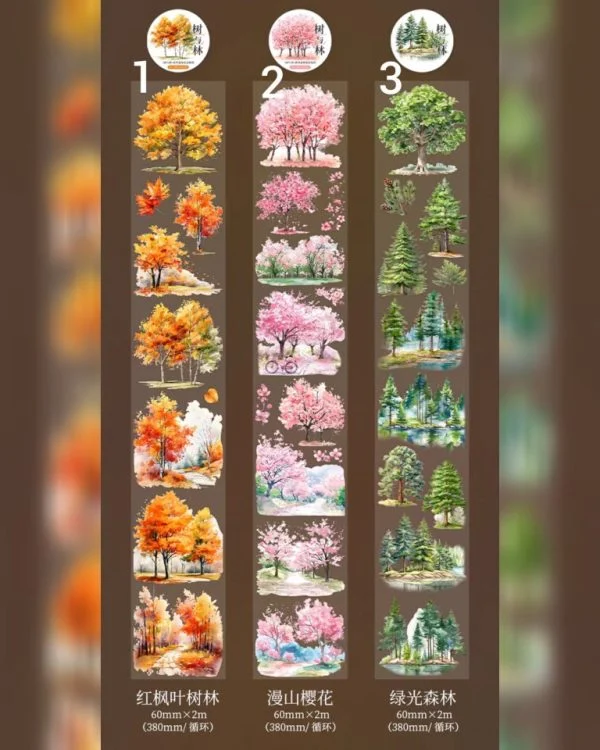 چسب واشی Trees and forest - تصویر 11