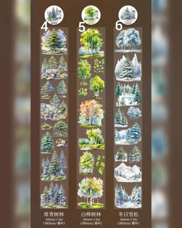 چسب واشی Trees and forest - تصویر 12
