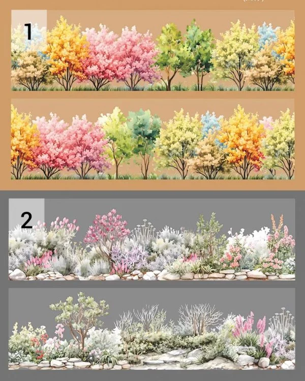 چسب واشی Bushes and flowers - تصویر 9