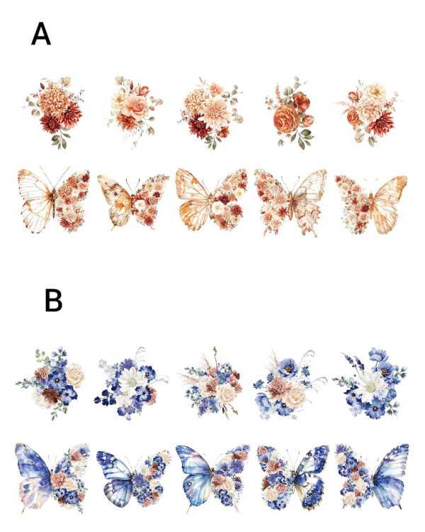 استیکر گل و پروانه butterfly dance and flowering season - Image 9