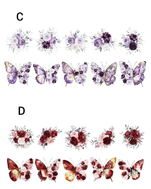 استیکر گل و پروانه butterfly dance and flowering season - Image 10