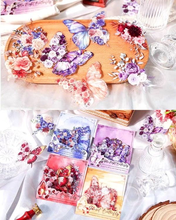 استیکر گل و پروانه butterfly dance and flowering season - Image 8