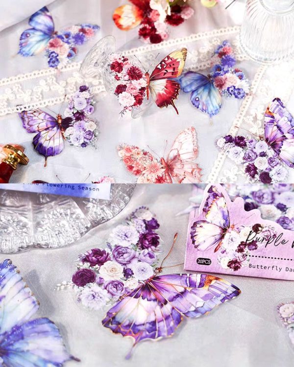 استیکر گل و پروانه butterfly dance and flowering season - Image 4