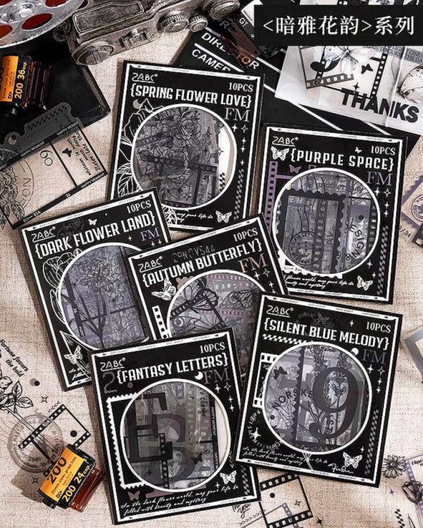 استیکر نگاتیو و فریم میکس آرت Dark elegant flower rhyme - Image 2