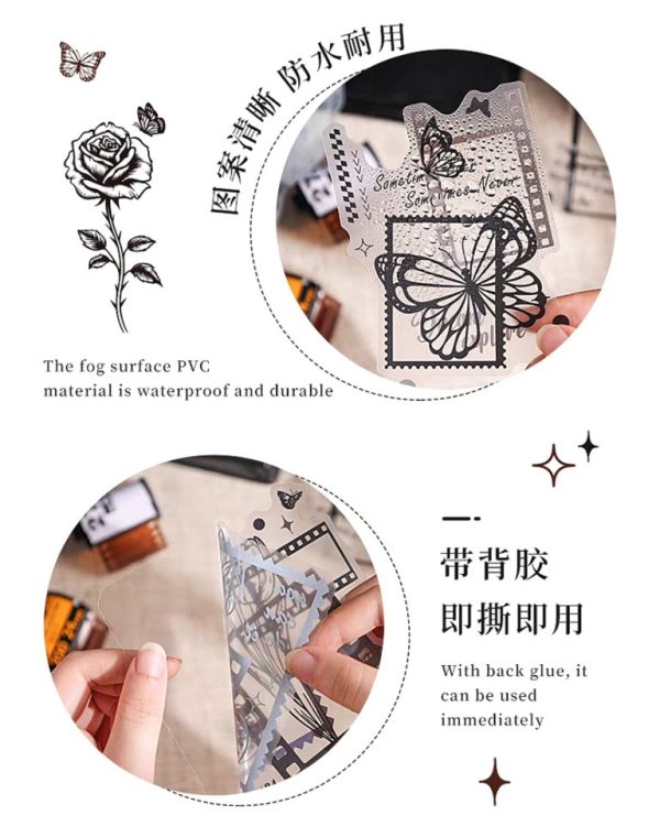 استیکر نگاتیو و فریم میکس آرت Dark elegant flower rhyme - Image 3