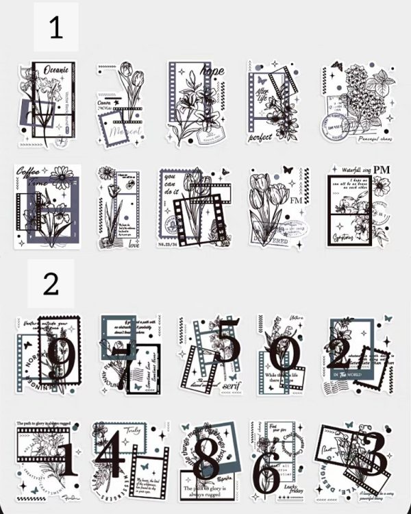 استیکر نگاتیو و فریم میکس آرت Dark elegant flower rhyme - Image 10