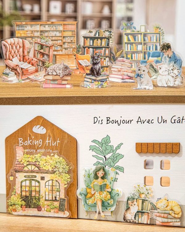 استیکر The cat in the bookstore - Image 2