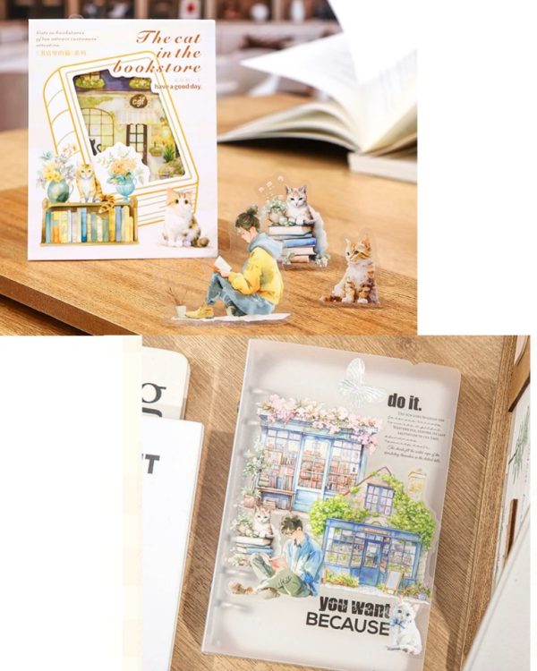 استیکر The cat in the bookstore - Image 6