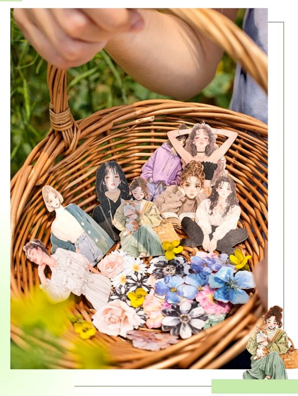 استیکر Flowers fall on a girl's heart - Image 3